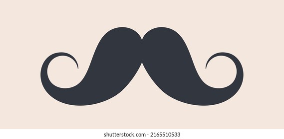Black mustaches. Silhouette black vintage moustache isolated on white background. Symbol of Fathers day, sign for Barber Shop. Retro curly hipster moustaches, old fashion style. Vector illustration
