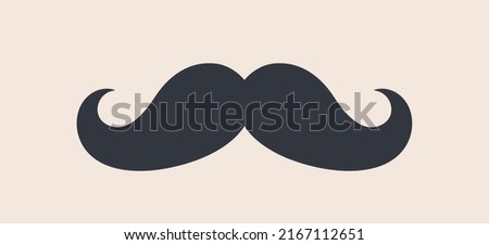 Black mustaches. Silhouette black vintage moustache isolated on white background. Symbol of Fathers day, sign for Barber Shop. Retro curly hipster moustaches, old fashion style. Vector illustration Foto d'archivio © 