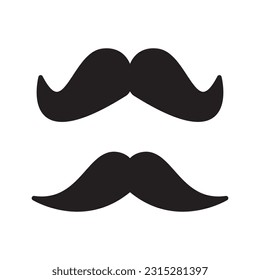 Black mustaches vector. Silhouette black vintage moustache.Style sign for Barber Shop. Retro curly hipster moustaches, old fashion style. Symbol of Fathers day,