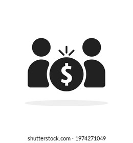 black mutual fund or entrepreneurship icon. concept of diversification and partner or owner. abstract flat trend remuneration or charitable simple logotype graphic design element isolated on white