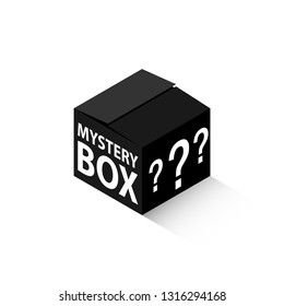 Black mystery box isometric icon. Clipart image isolated on white background