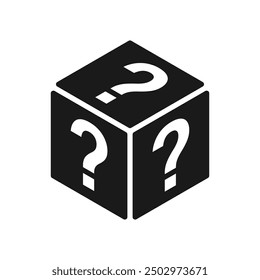 Black Mystery box simple icon. Clipart image isolated on white background