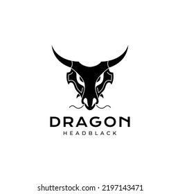 black myth dragon with horn logo design