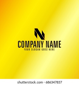 Black N Letter Emblem with Golden Background, Vector, Illustration