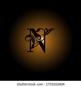 Black N letter logo logo and black background.The nice letter design.