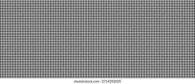 Fondo de patrón de puntos semitono negro sobre blanco con puntos circulares uniformes que crean una textura retro limpia Diseño de impresión, carteles, cómics, superposiciones, gráficos modernos, empaques, proyectos visuales minimalistas