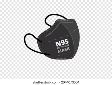 black n95 mask vector isolated on transparency background ep42