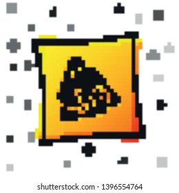 Black Nachos icon isolated on white background. Tortilla chips or nachos tortillas. Traditional mexican fast food. Yellow square button. Vector Illustration