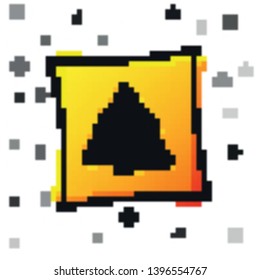 Black Nachos icon isolated on white background. Tortilla chips or nachos tortillas. Traditional mexican fast food. Yellow square button. Vector Illustration