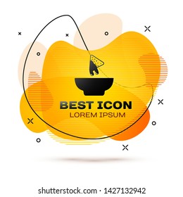 Black Nachos in plate icon isolated on white background. Tortilla chips or nachos tortillas. Traditional mexican fast food. Fluid color banner. Vector Illustration