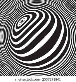  Black nad white abstract rotated lines.vortex form. Geometric art. Design element. Digital image with a psychedelic stripes.Design element for prints, web, template