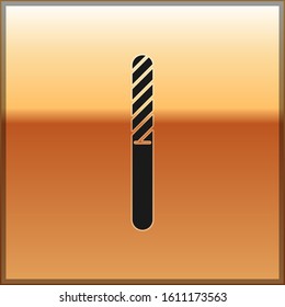 Black Nail file icon isolated on gold background. Manicure tool.  Vector Illustration