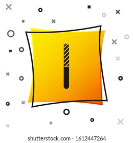 Black Nail file icon isolated on white background. Manicure tool. Yellow square button. Vector Illustration