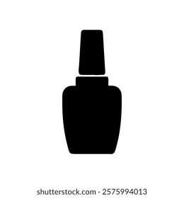 Black nail polish bottle silhouette icon vector illustration design on white background.