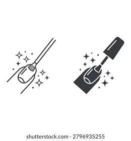 Black nail polish brush and bottle