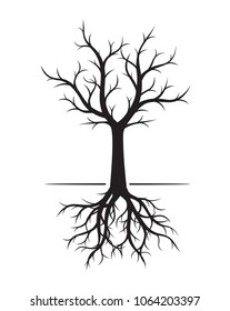 Black Naked Tree Roots Vector Illustration Stock Vector (Royalty Free