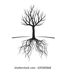 Vektor Stok Black Tree Roots Vector Illustration Tanpa Royalti