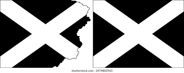 Black NASCAR and IndyCar disqualification flags with white cross. Standard flag and with torn edges
