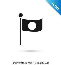 Black National flag of Japan on pole icon isolated on white background. Metal flagpole.  Vector Illustration