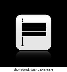 Black National Germany flag icon isolated on black background. Silver square button. Vector Illustration