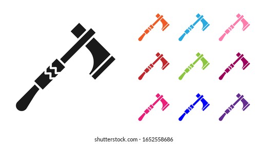 Black Native american tomahawk axe icon isolated on white background. Set icons colorful. Vector Illustration
