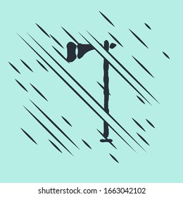Black Native american tomahawk axe icon isolated on green background. Glitch style. Vector Illustration