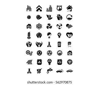 black nature natural plant herb image vector icon logo set