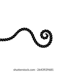 Black nautical rope design element isolated.