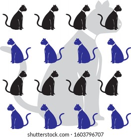 black and navy cat shape on white background