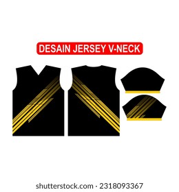 El diseño de la camiseta del cuello negro se burla de una banda de oro para un equipo deportivo.