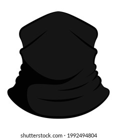 Black Neck Warmer Template on White Background, Vector File.