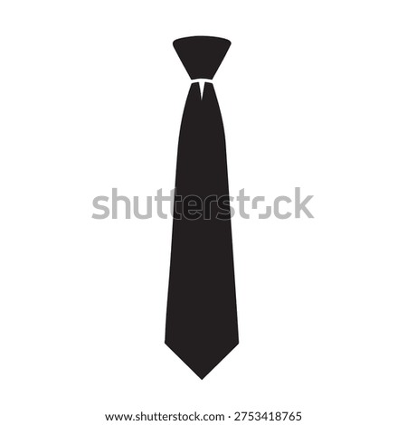 Black necktie icon simple flat style, business formal accessory