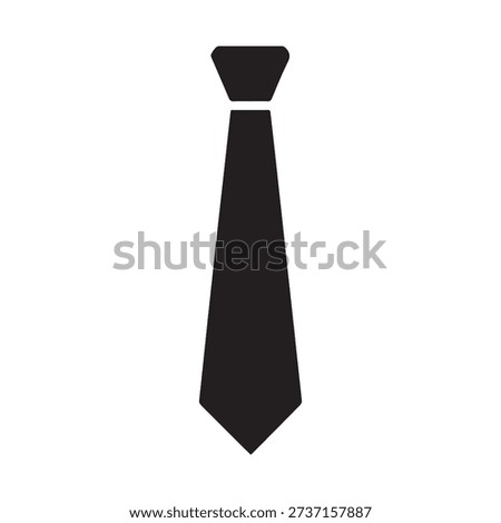 Black necktie vector icon isolated on white background.