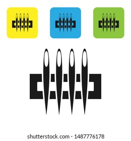 Black Needle for sewing icon isolated on white background. Tailor symbol. Textile sew up craft sign. Embroidery tool. Set icons colorful square buttons. Vector Illustration