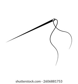 Black needle and thread. Logo design. Minimalistic vector illustration. 