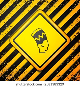 Black Nefertiti icon isolated on yellow background. Warning sign. Vector