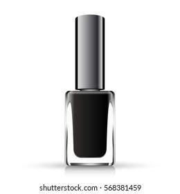 Black neil polish isolated on white, vector illustration
