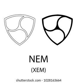 Black nem cryptocurrency symbol isolated on white background