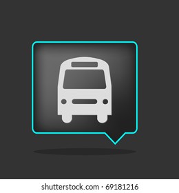 black neon bus icon with shadow