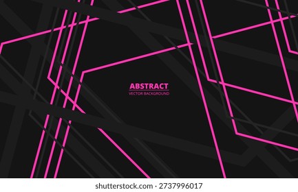 Black neon grid with abstract background, intersecting magenta lines and glowing nodes, minimalist cyberpunk aesthetic, high contrast edges and luminous intersections, dynamic rhythm suggesting music