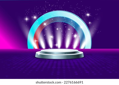 Black Neon-led Light Podium Leere Podestal Produkt-Display-Szene für Produktplatzierung abstrakter Hintergrund