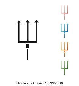 Black Neptune Trident icon isolated on white background. Set icons colorful. Vector Illustration