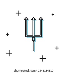 Black Neptune Trident icon isolated on white background.  Vector Illustration