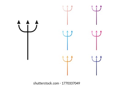 Black Neptune Trident icon isolated on white background. Set icons colorful. Vector Illustration