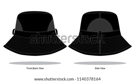 black net bucket hat template stock vector royalty free 1140378164