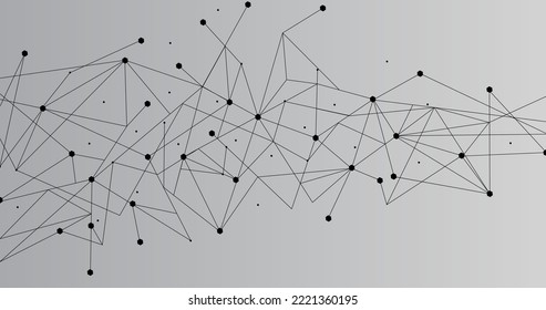 Red negra. Conexión abstracta sobre fondo gris. Fondo de tecnología de red con puntos y líneas para escritorio. Antecedentes. Concepto abstracto moderno. Fondo de línea, vector de tecnología de red