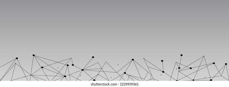 Red negra. Conexión abstracta sobre fondo gris. Fondo de tecnología de red con puntos y líneas para escritorio. Antecedentes. Concepto abstracto moderno. Fondo de línea, vector de tecnología de red