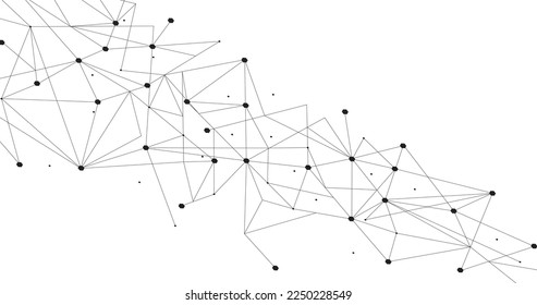 Schwarzes Netzwerk. Abstrakte Verbindung auf weißem Hintergrund. Netzwerk-Technologie-Hintergrund mit Punkten und Linien für Desktop. Ai-Hintergrund. Modernes abstraktes Konzept. Zeilenhintergrund, Netztechnologie