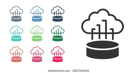 Black Network cloud connection icon isolated on white background. Social technology. Cloud computing concept. Set icons colorful. Vector