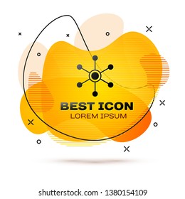 Black Network icon isolated on white background. Global network connection. Global technology or social network. Connecting dots and lines. Fluid color banner. Vector Illustration